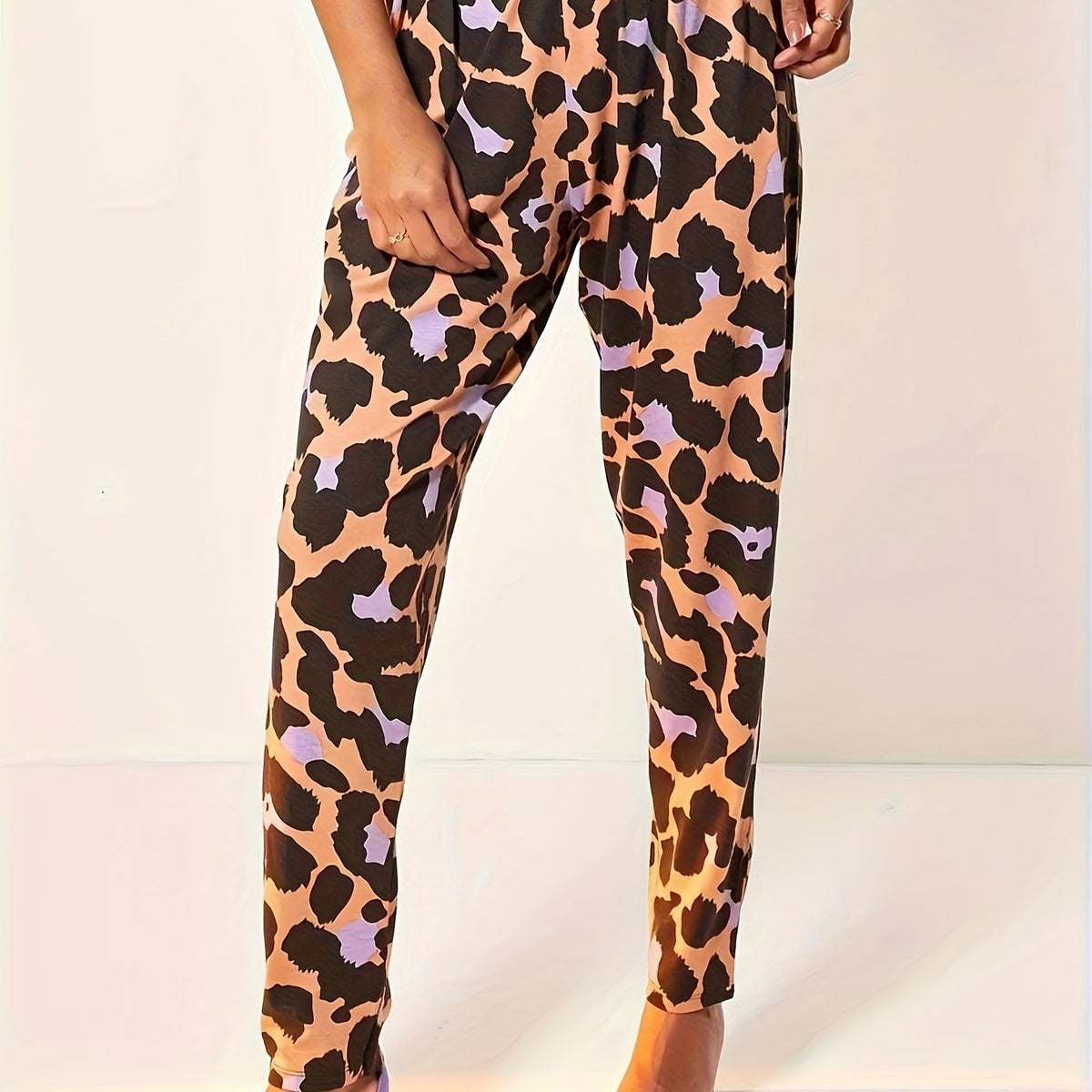  Leopard Print High Rise Trousers