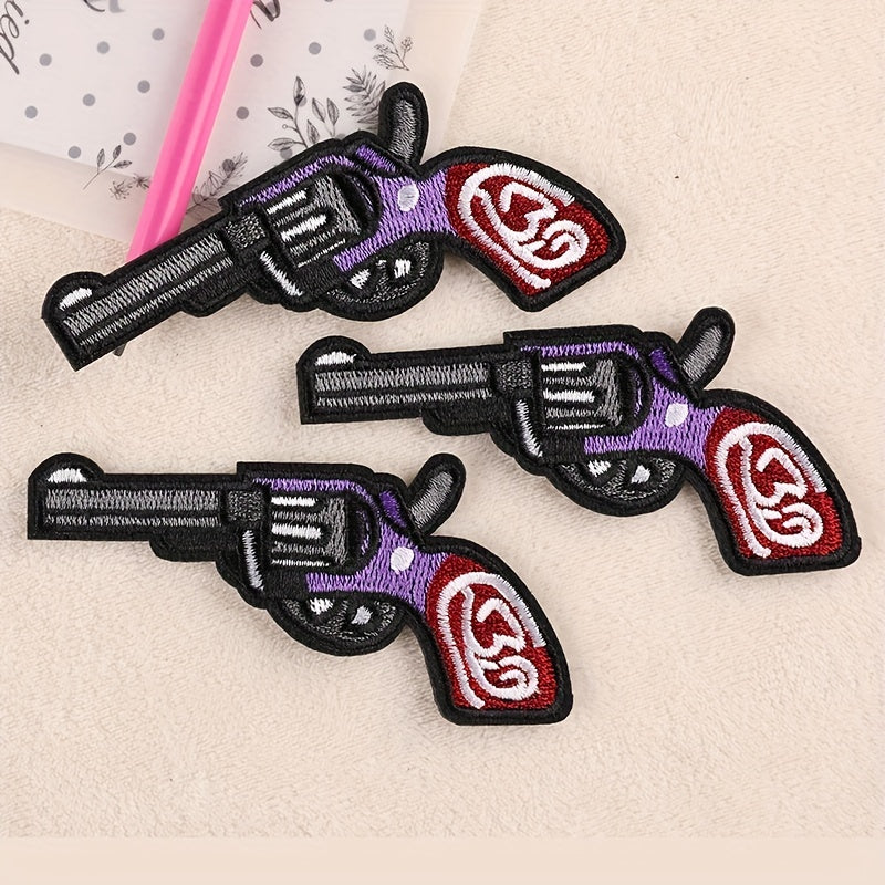 3pcs Teen Creative Gun Embroidery Patch Decorative Accessories