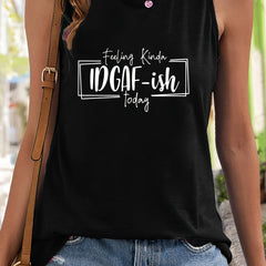 Sleeveless Sports Vest Round Neck Stretchy Casual Tops