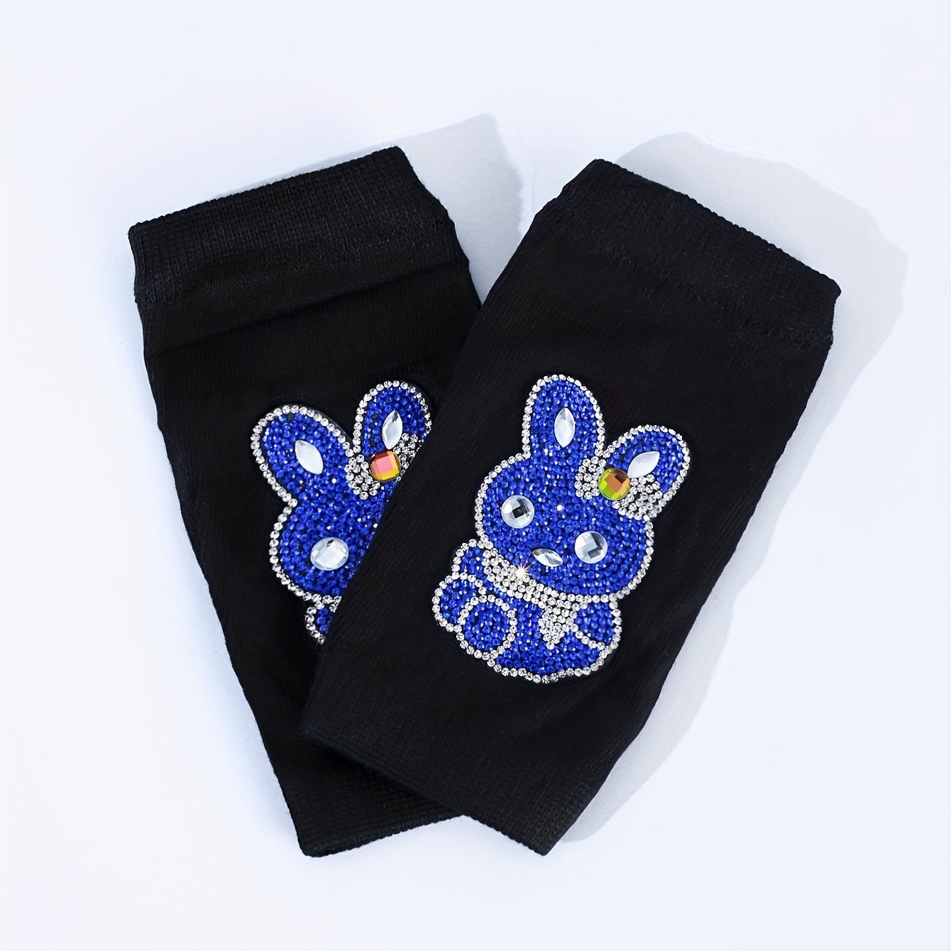 Rhinestone Rabbit Decor Y2K Fingerless Gloves