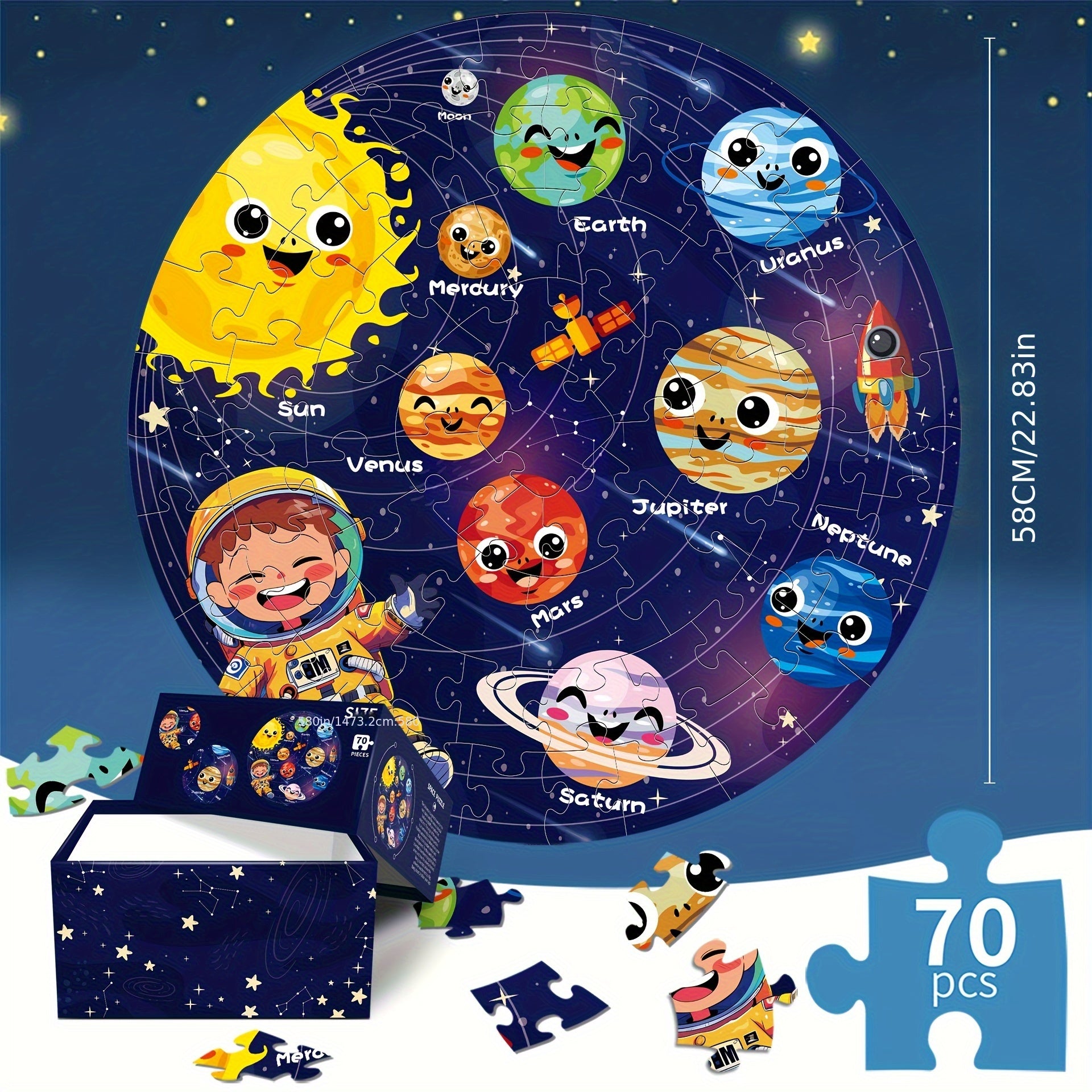 Educational Glow in Dark Solar System Puzzle for Kids Ages 5-8