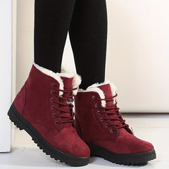 Women's Plush Mid Calf Boots Round Toe Winter Platform Sneakers
