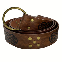 Vintage Embossed Leather Waist Belt for Men