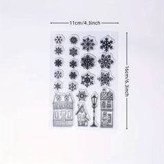 Christmas Snowflake Cabin Clear Stamp for Card Making and DIY Crafts