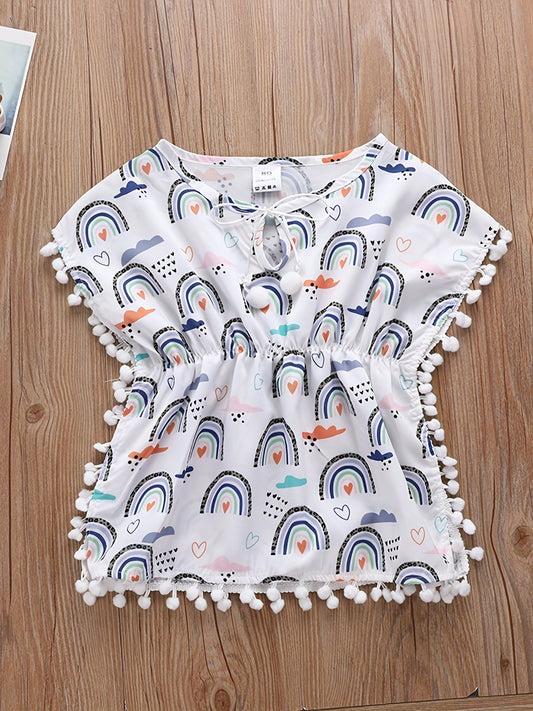 Baby Girls Cartoon Graphic Sleeveless Cover Up Dress