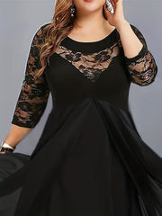  Solid Lace Long Sleeve Maxi Dress