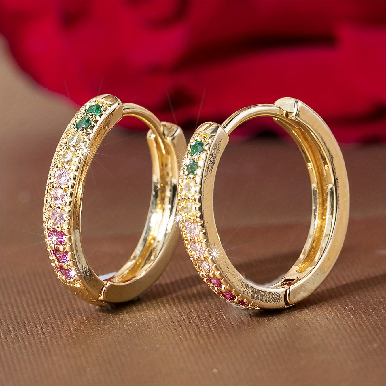 Colorful Zircon Ladies Round Earrings Women's Fine Jewelry