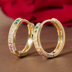Colorful Zircon Ladies Round Earrings Women's Fine Jewelry