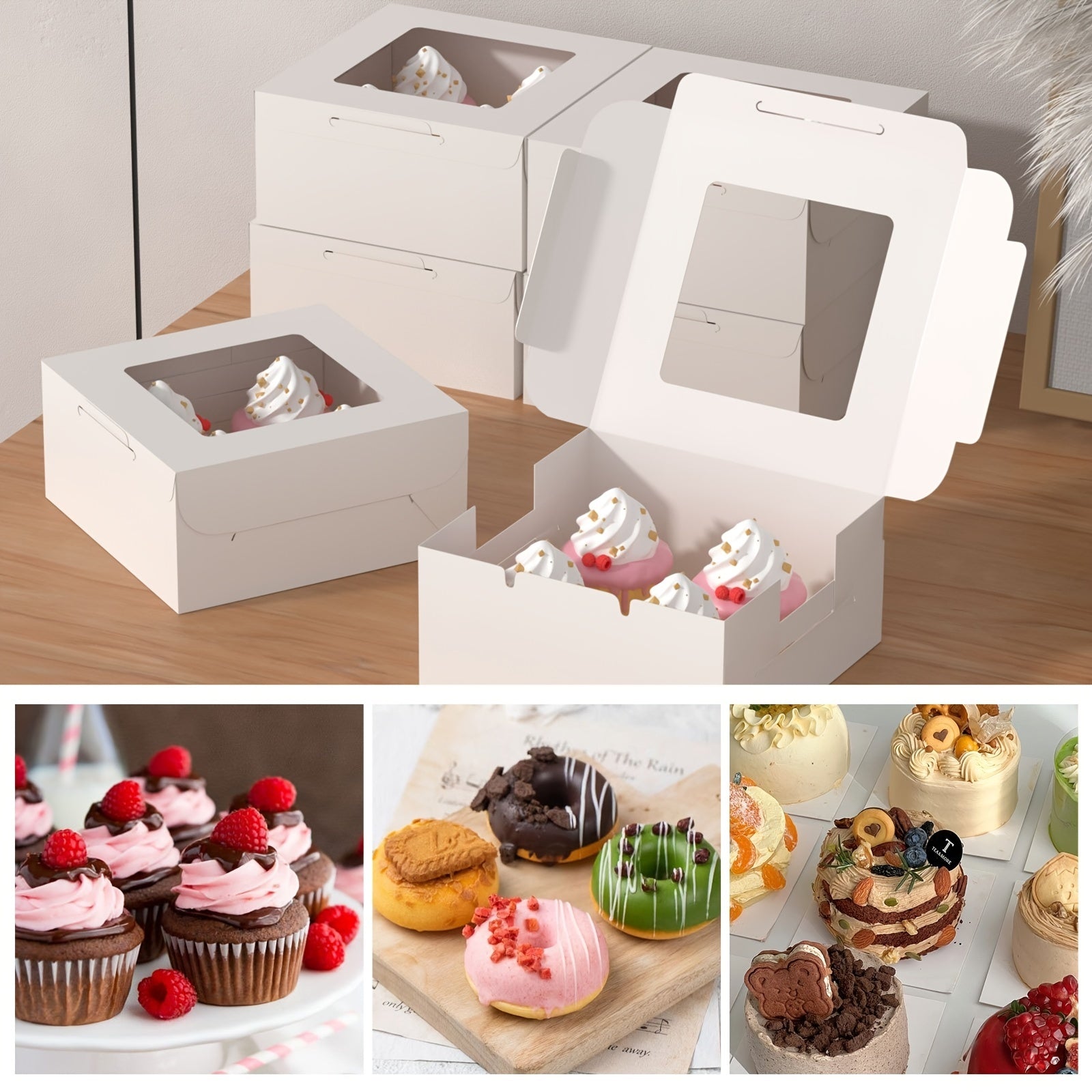 30pcs Cake Boxes Bakery Boxes with Window