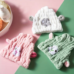 Cartoon Hair Drying Cap Coral Fleece Hair Towel Absorbent Quick drying