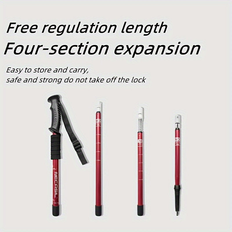 Aluminum 6061 4-section Straight Handle Climbing Stick