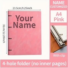 Personalized PU Leather Binder with Custom Engraved Name