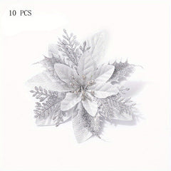 10pcs Christmas Tree Flowers Simulation Christmas Wreath Decoration