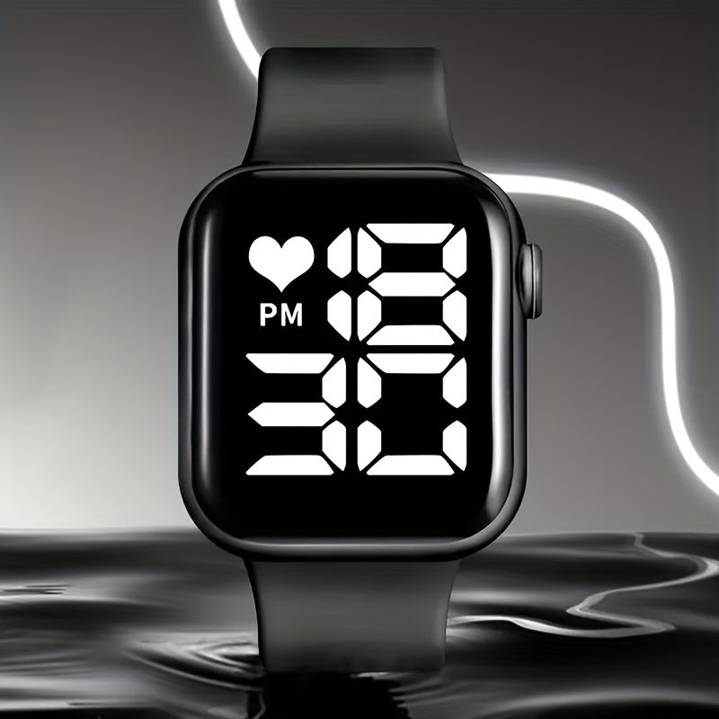 Kids Glow Square Electronic Watch with Silicone Strap