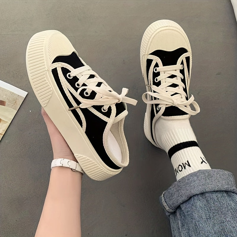 Women's Mule Sneakers Lace Up Canvas Shoes Platform Walking Shoes