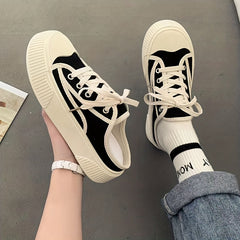 Women's Mule Sneakers Lace Up Canvas Shoes Platform Walking Shoes
