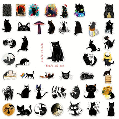 50 Cartoon Cat Doodle Stickers for Laptop Phone Stationery