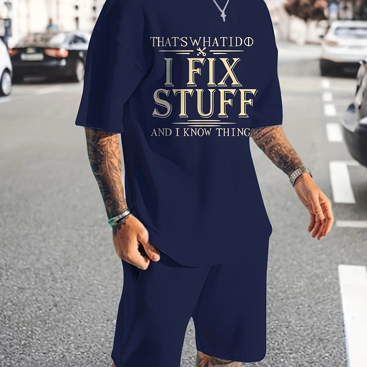 Men's 2 Piece Outfits Short Sleeve T-shirt & Casual Shorts Set