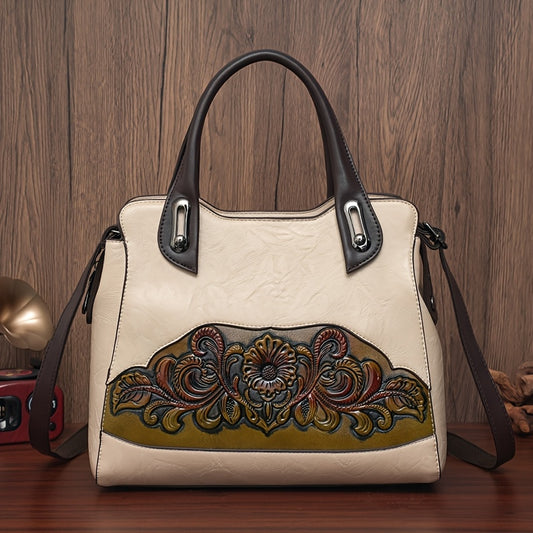 Women's Vintage Embossed Shoulder Bag Stylish Handheld Purse