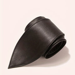Solid Bowknot Wide Belt PU Leather Vintage Girdle Women Waistband