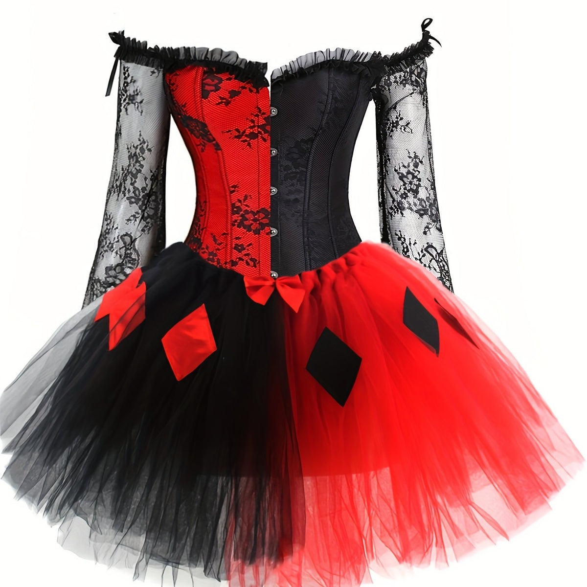 Halloween Colorblock Body Shaper Set & Plaid Mesh Skirt
