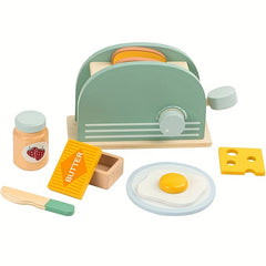 Wooden Kids' Pop Up Toaster Toy Set - Pretend Play Kitchen Accessories