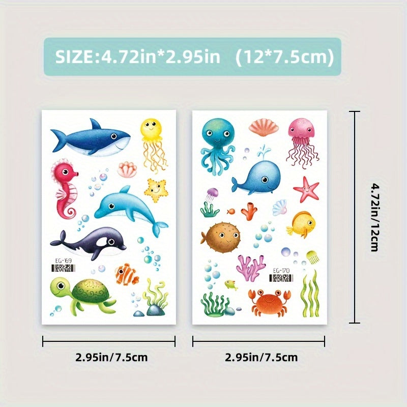 Glittering Ocean Sea Animals Temporary Tattoos Waterproof Lasting 2 5 Days