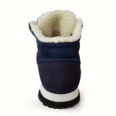 Plush Lined Suede Snow Boots Round Toe High Top Non Slip