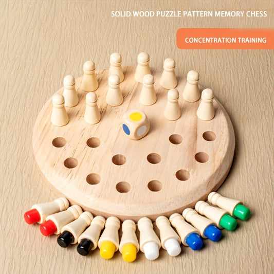 Wood Memory Match Chess Set Educational Puzzle Toy Concentration Training