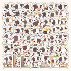 54pcs Farm Cow Cartoon Stickers Vinyl Decals for Skateboards Helmets Cars