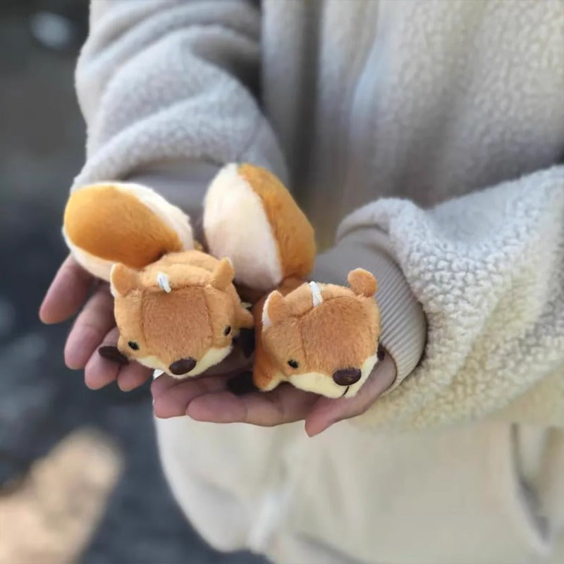 2pcs Cute Squirrel Plush Keychains Soft Animal Toys Brown & Fur for Bags Friends