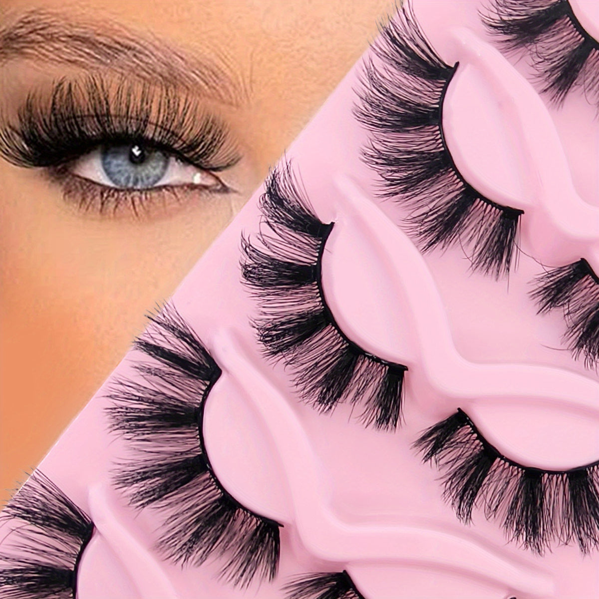 5 Pairs Cat Eye Lashes Curling Thick Fluffy Faux Mink False Eyelashes