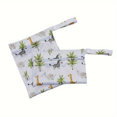 2pcs Animals Prints Beach Diaper Cloth Nappy Laundry Swimmer Wet Dry Pouch