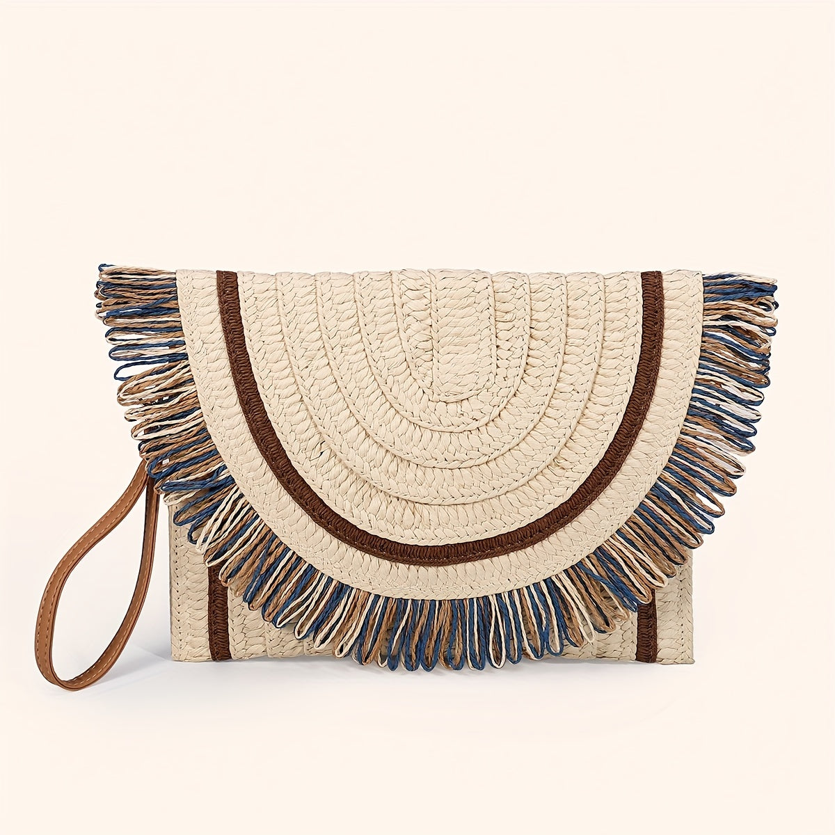 Minimalist Straw Square Bag Clutch Wallet Tassel Purse