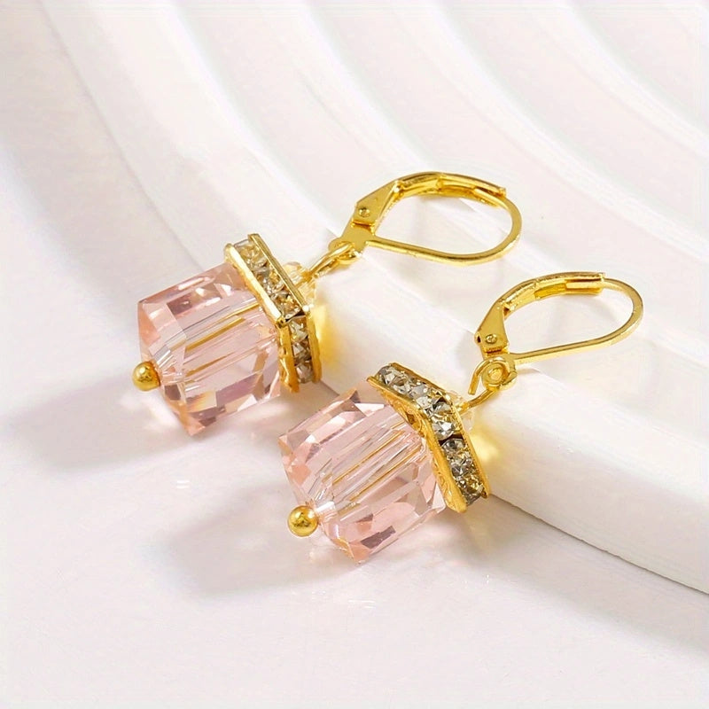 Zircon Stone Hoop Drop Earrings 925 Silver Plated Women Gift