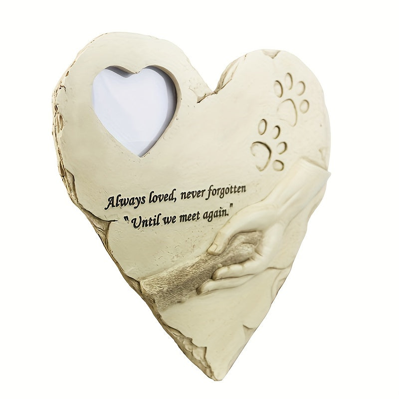 Heart Shape Resin Dog Tombstone Photo Frame Pet Memorial Decoration