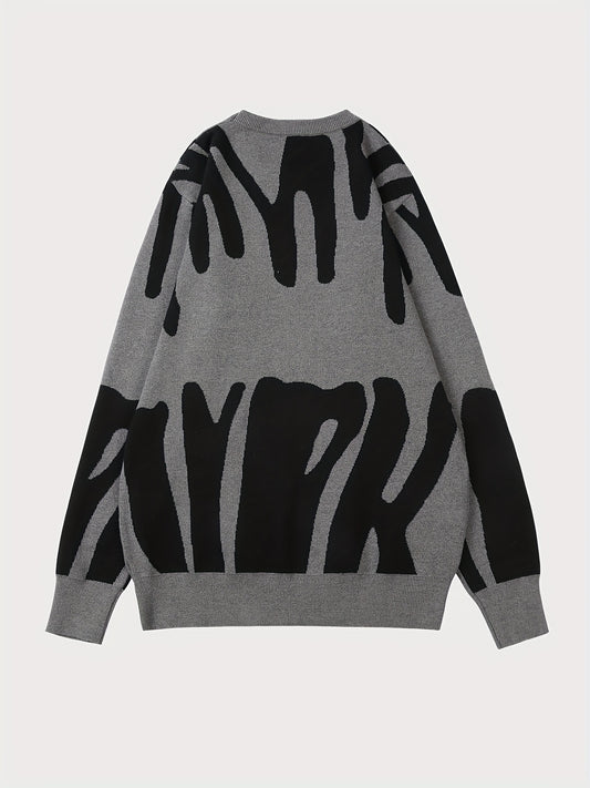 Men's Geometric Cable Sweater High Stretch Pullover