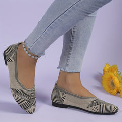 Women's Knit Slip On Comfort Flats Soft Sole Casual Walking Shoes