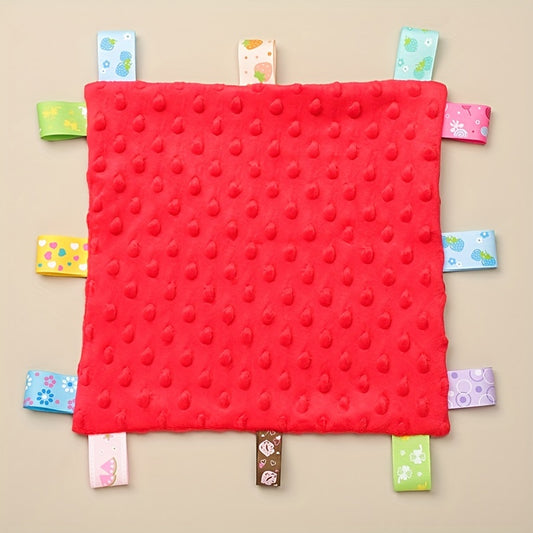 Baby Tag Security Blanket Soothing Plush Blanket w/ Colorful Tags