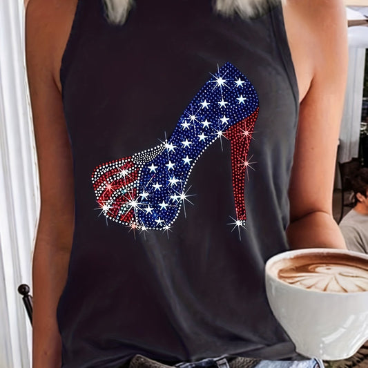 Women's Plus Flag Heels Print Tank Top
