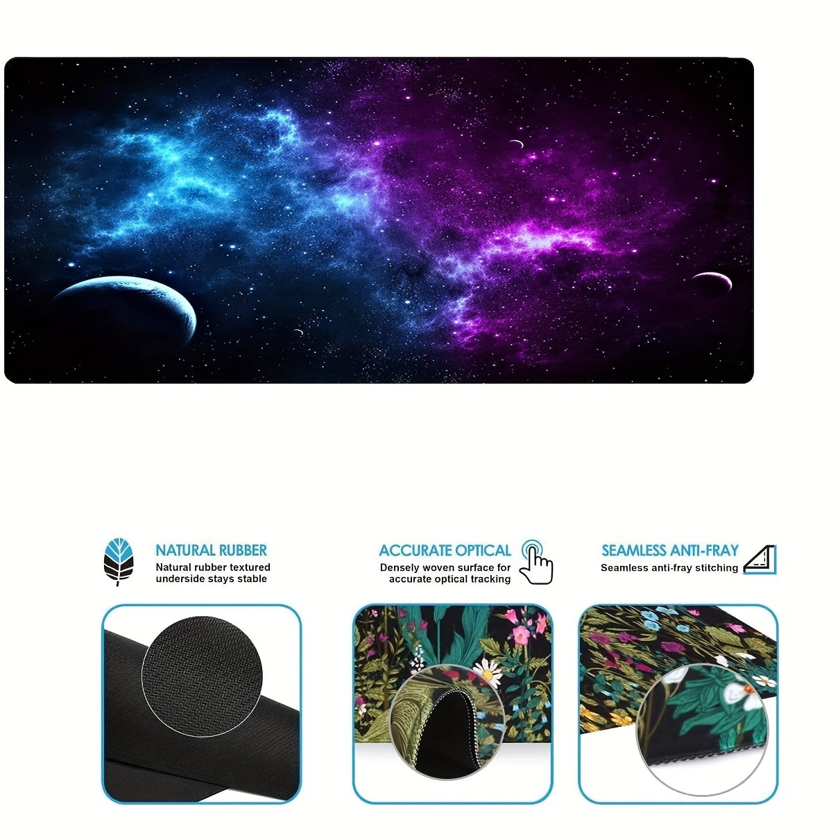 Purple Space Long Mouse Pad Large Galaxy Keyboard Mat