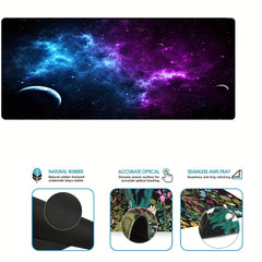 Purple Space Long Mouse Pad Large Galaxy Keyboard Mat