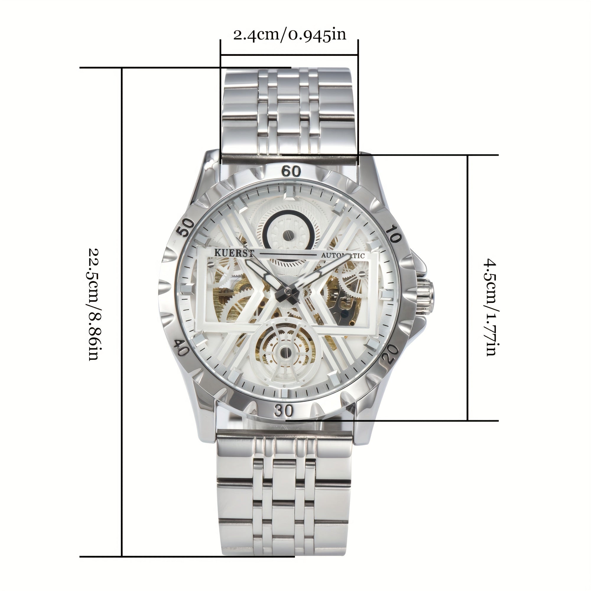 KUERST Mech. Watch Luminous Hollow Dial Waterproof Retro Wrist Watch