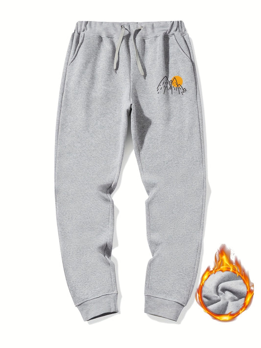 Men's Mountain Sun Print Drawstring Fleece Sweatpants