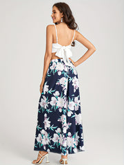  Floral Print High Rise Wide Leg Trousers