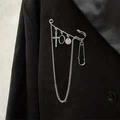 Chain Cross Brooch Tassel Pin Buckle Clothes Accessories