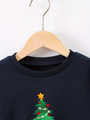 Christmas Tree Pattern Boys Sweatshirt Kids Long Sleeve Pullover