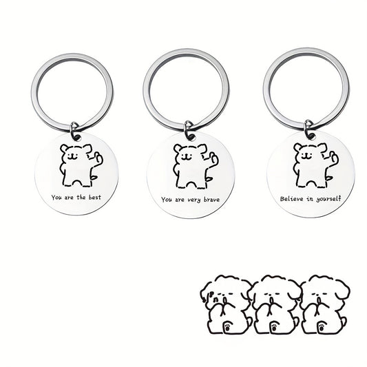 Line Puppy Stainless Steel Keychain For Boys