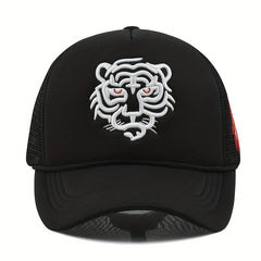 Unisex Sunshade Mesh Baseball Cap Tiger Embroidery