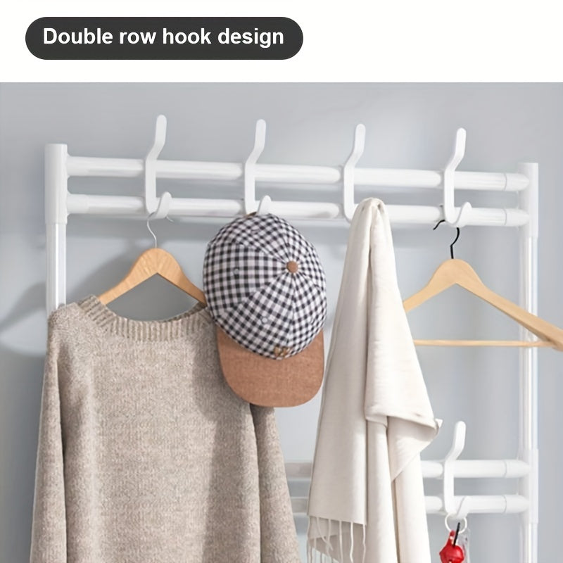 Coat Rack Shoe Storage Shelf Vertical Hanging Clothes Stand with Hooks